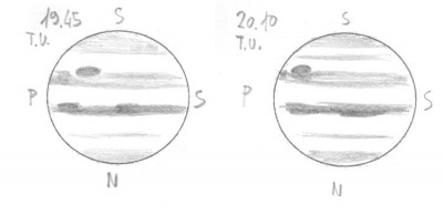 Giove, 22 febbraio 2015, Milano. Riflettore 114/1000 Skywatcher con barlow autocostruita 2,5x e oculare H20