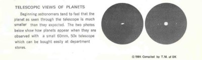 TELESCOPIC VIEW OF PLANETS Copyright©1984 DAI-ICHI KOGAKU CO,.LTD.