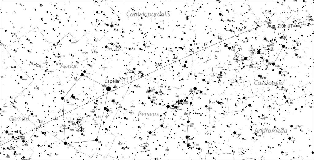Mappa stellare della cometa Giacobini Zinner