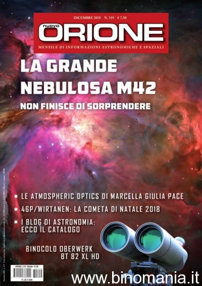 La copertina del mese di Dicembre - Anno 2018 della rivista di Scienze Astronomiche Nuovo Orione